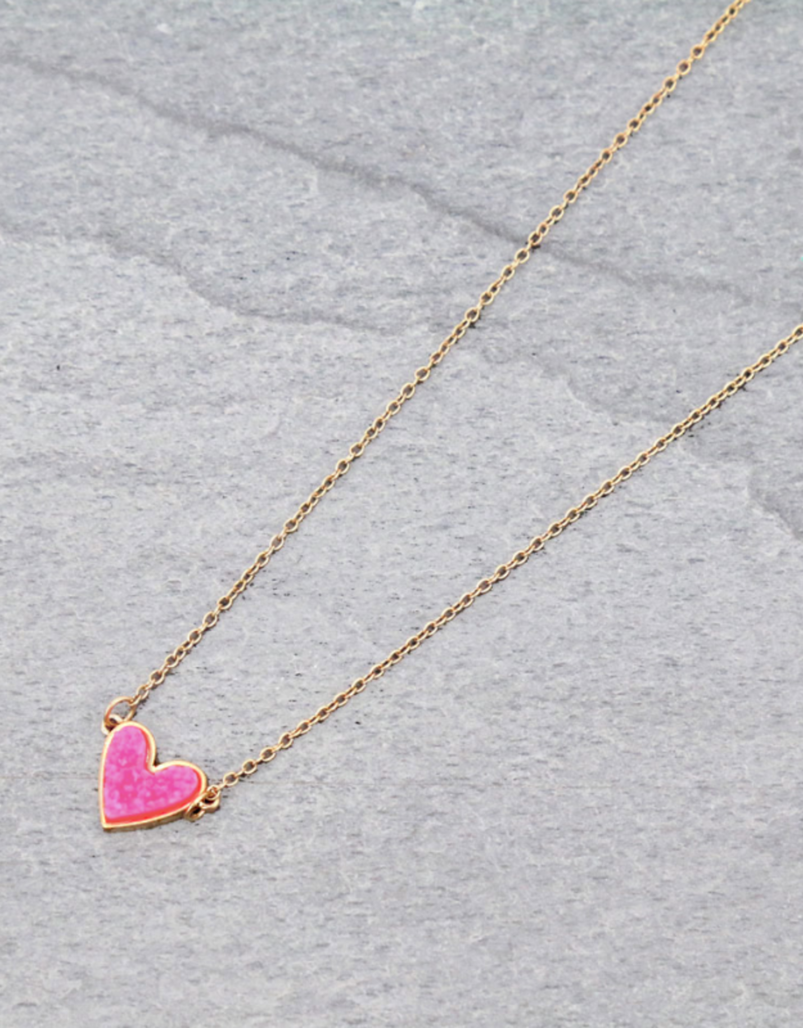 NECKLACE HEART DRUZY GOLD CHAIN