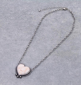 NECKLACE HEART STONE PENDANT NATURAL
