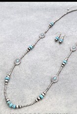 NAVAJO PEARL 32" CONCHO NECKLACE SET