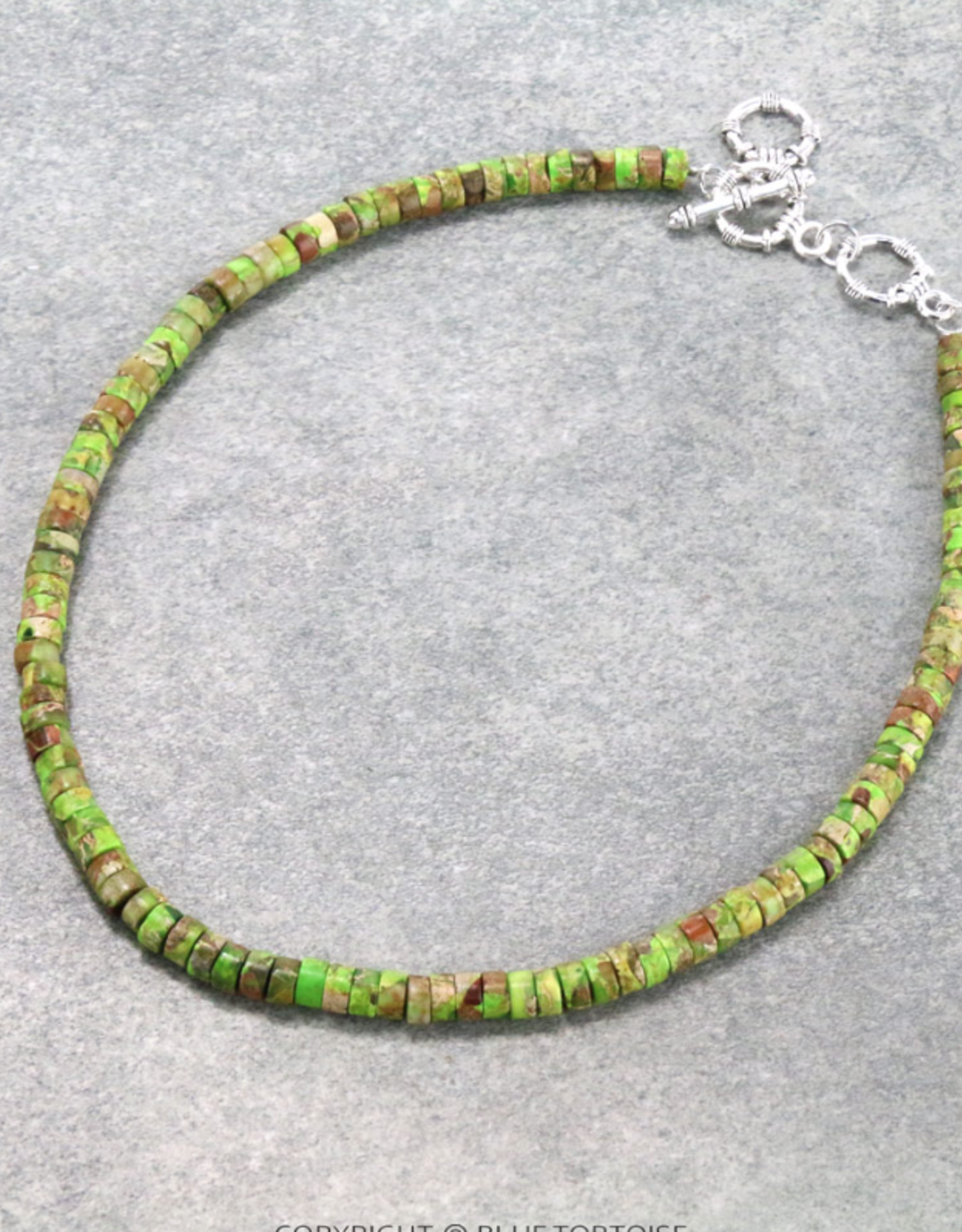 NECKLACE 15" LONG 6MM NATURAL GEMSTONE GREEN