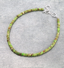 NECKLACE 15" LONG 6MM NATURAL GEMSTONE GREEN