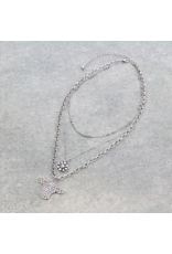 NECKLACE 3 ROW CONCHO & COW HEAD CHAIN GLASS STONE