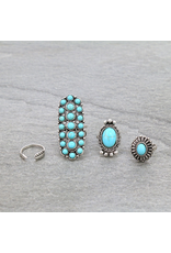 RING WESTERN DESIGN SEMI STONE TURQ 4-CUFF SET