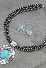 NECKLACE SET NAVAJO STYLE OVAL W/EARRINGS