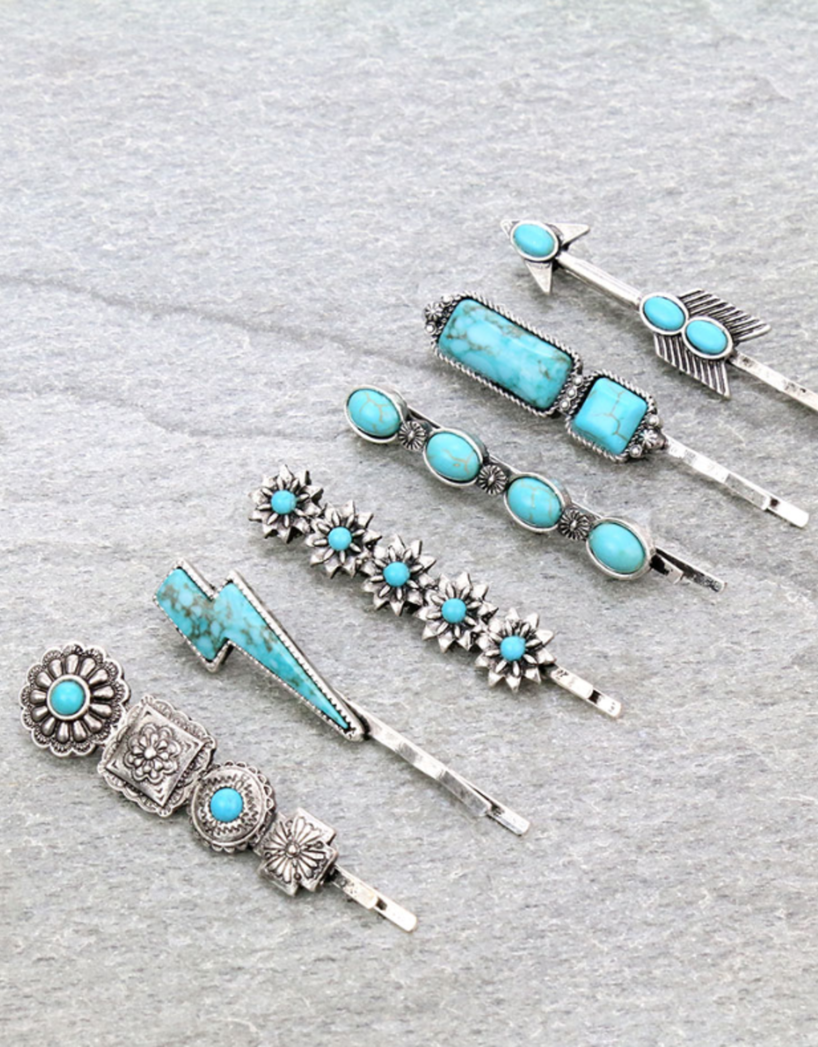 HAIR PIN SET OF 6 WESTERN DESIGN W/LIGHTNING TQ