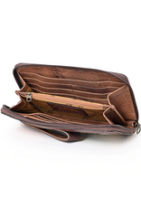 PURSE AD CLUTCH TOOLED LEATTHER TURQ W/ MULTI BLKNT