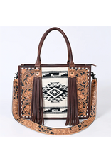 PURSE AD LARGE CROSSBODY TOTE CC TOOLED LEATHER W/ AZTEC BLNKT