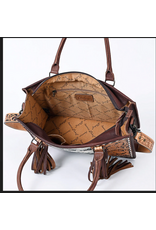 PURSE AD LARGE CROSSBODY TOTE CC TOOLED LEATHER W/ AZTEC BLNKT