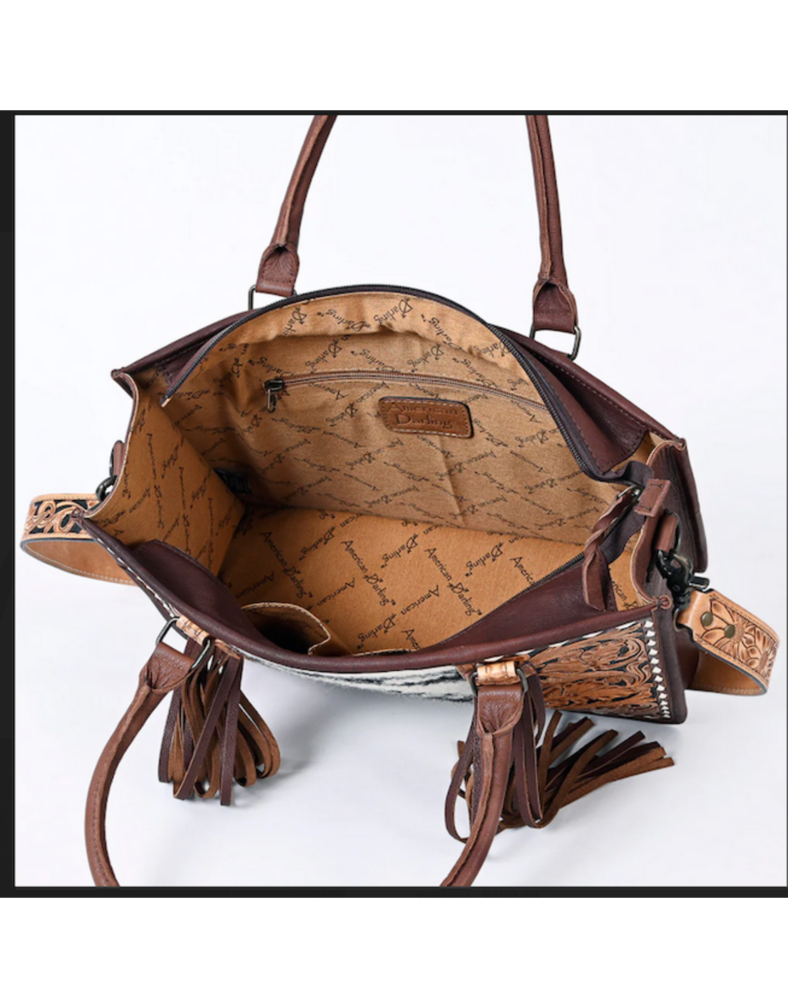 PURSE AD LARGE CROSSBODY TOTE CC TOOLED LEATHER W/ AZTEC BLNKT