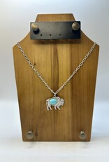 western elite NECKLACE CHAIN BUFFALO PENDANT W/ STONE