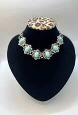 western elite NECKLACE CHOKER FLORAL CONCHOS W/ STONES