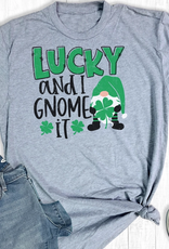 THE WAY DOWN SOUTH SHIRT WMS GRY TEE "LUCKY & I GNOME IT"