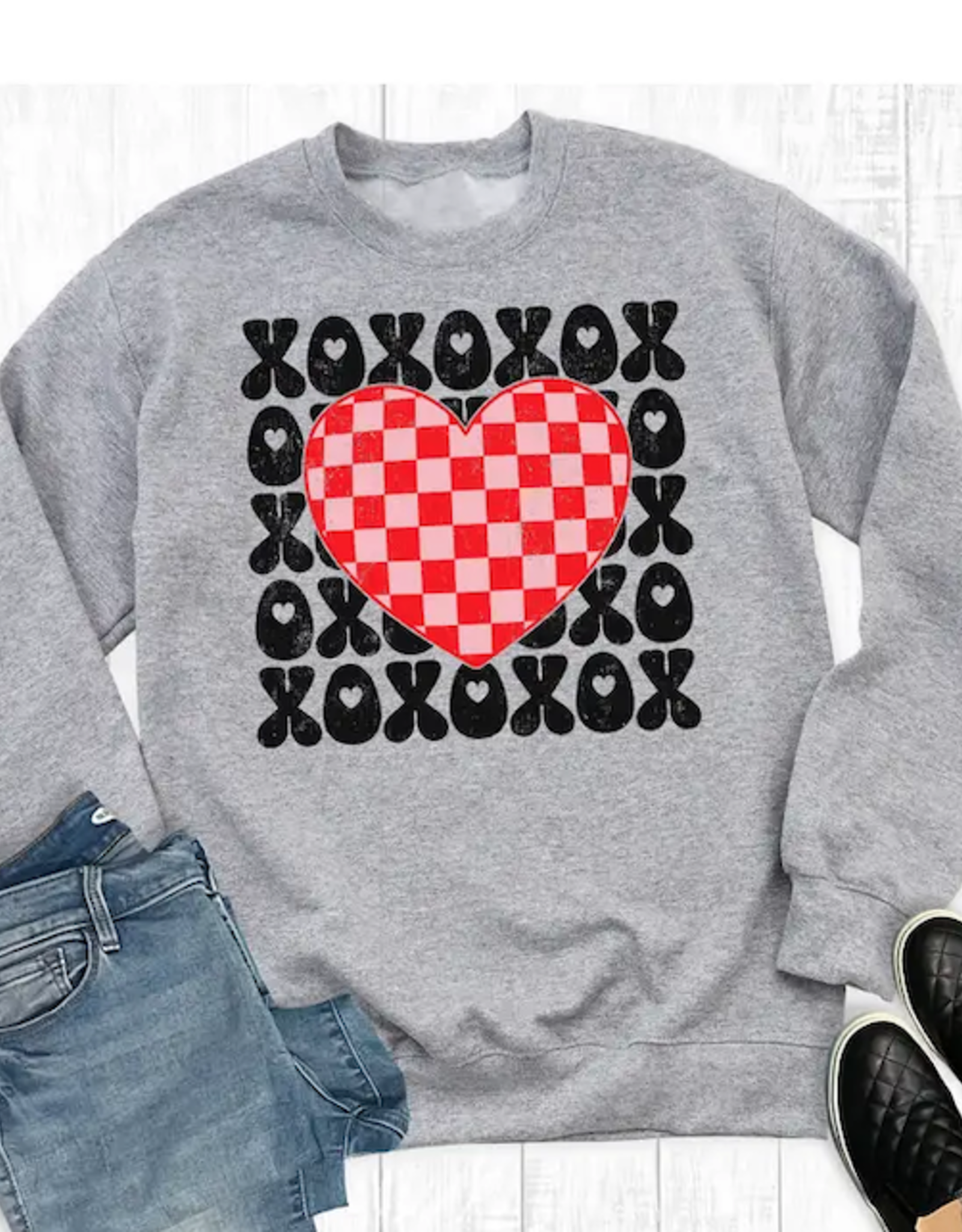 THE WAY DOWN SOUTH SWEATSHIRT WMS GRAY  RETRO"XOXO"