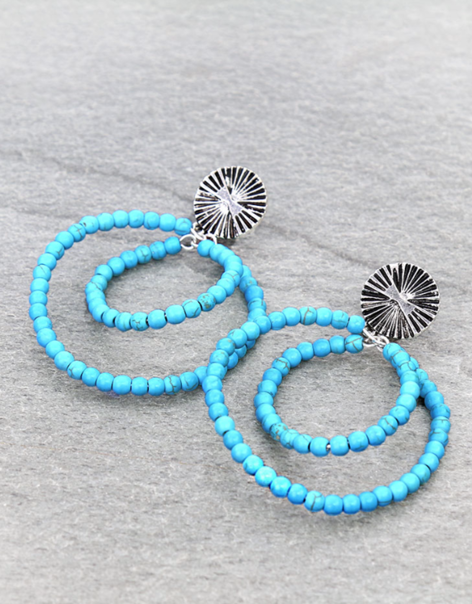 EARRING WESTERN ROUND BEAD STUD LAYER HOOP