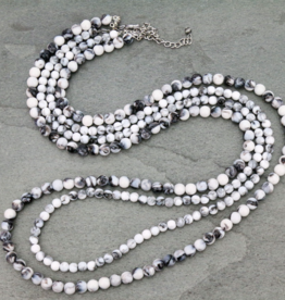 NECKLACE 18" 2 LAYER BEADED WHITE