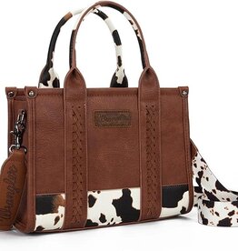 PURSE WRANGLER CROSSBODY BROWN/WHITE COWHIDE