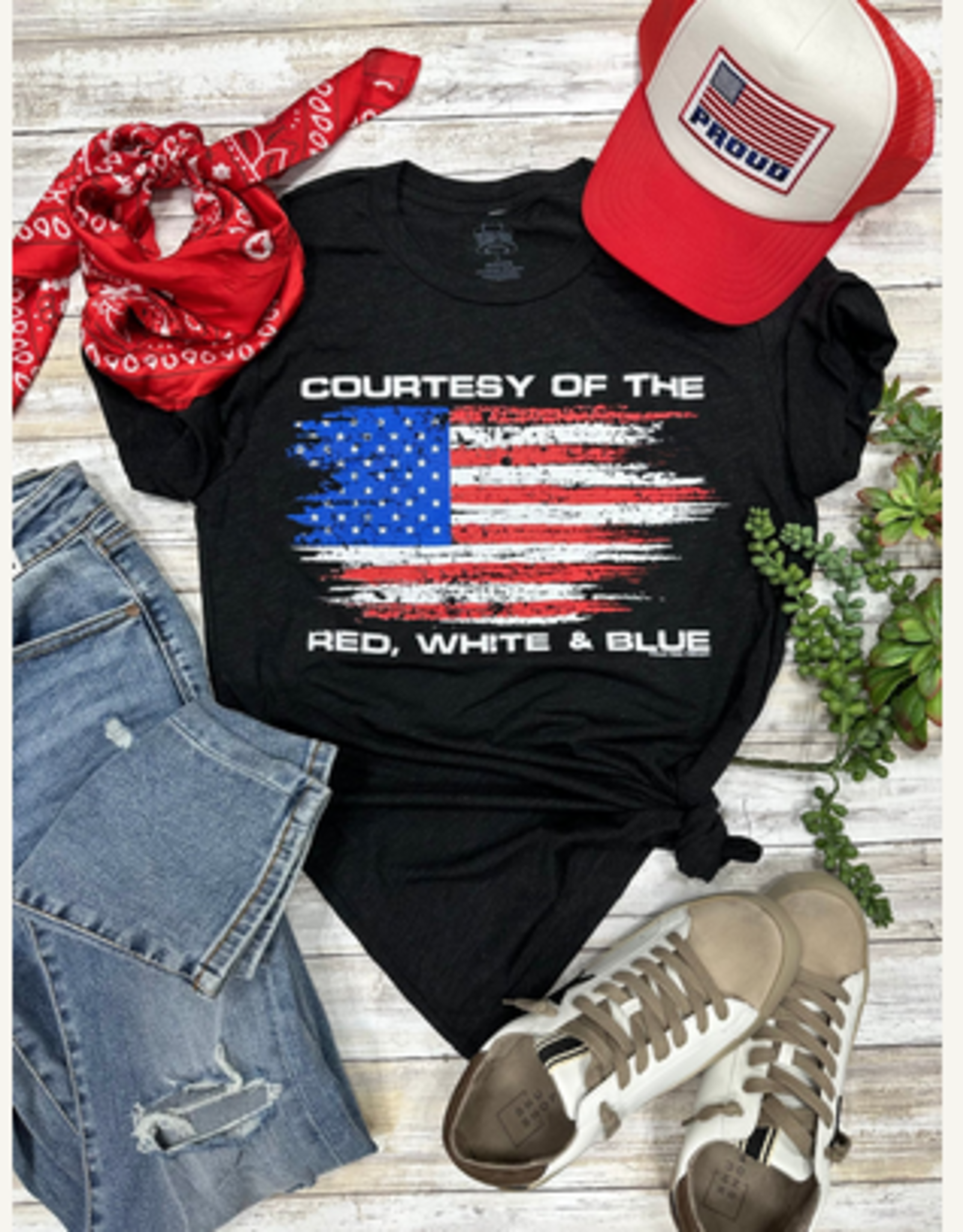 SHIRT UNISEX "COURTSEY OF RED,WHIT,BLU"