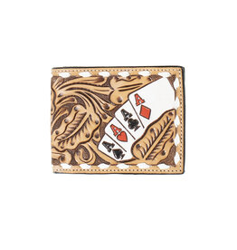3D WALLET MNS BILFOLD HAND PAINTED ACE CARDS - NATURAL