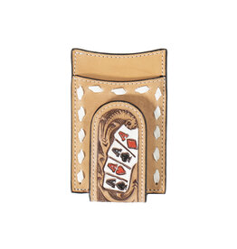 3D WALLET MNS MONEY CLIP HAND PAINTED ACE CARDS - NATURAL