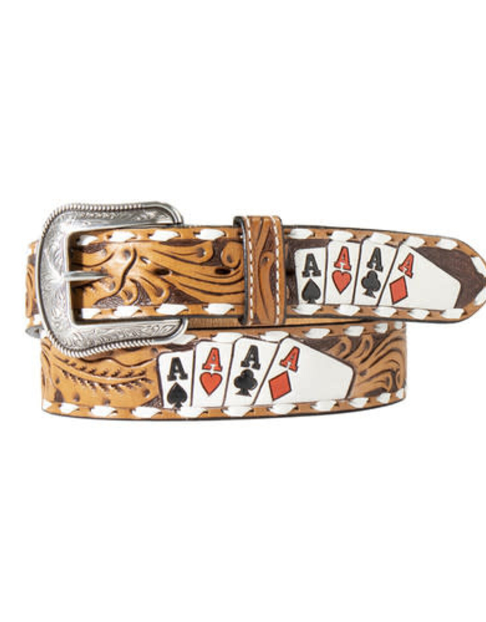 BELT MNS TOOLED LEATHER ACE CARDS