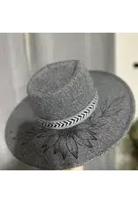HAT WMS BURNT FELT W/SUNFLOWER CHARCOAL