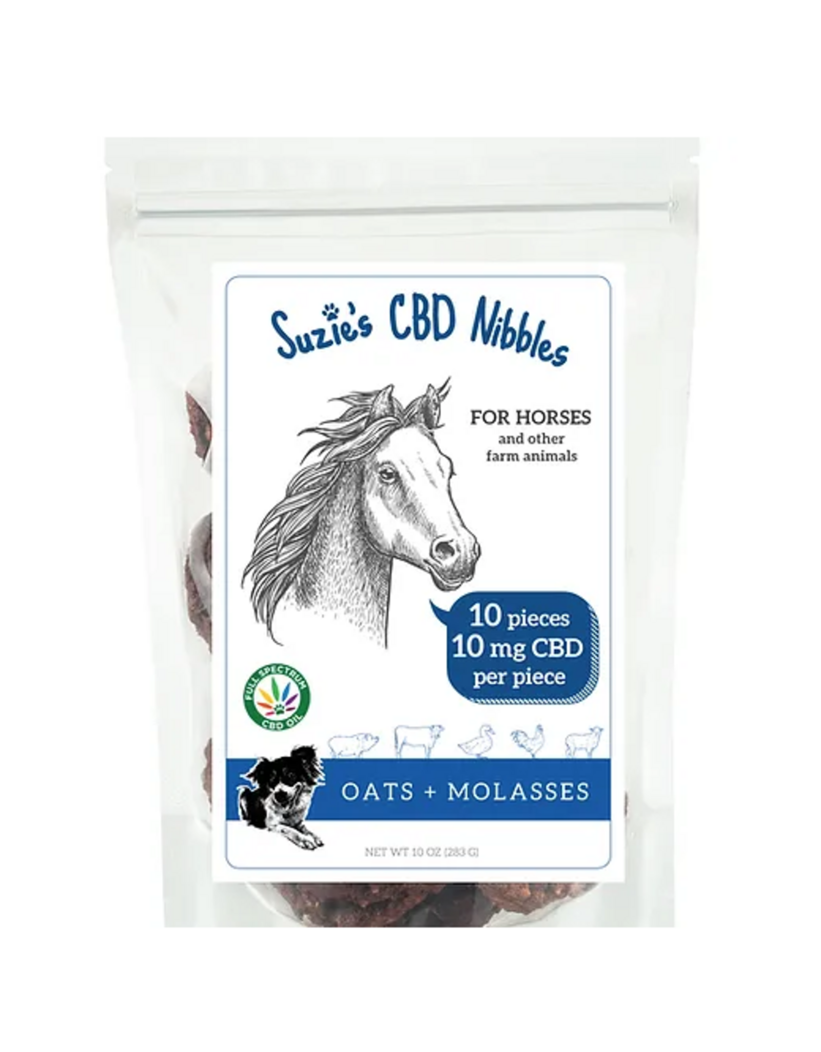 SUZIE'S CBD NIBBLES HORSE TREAT OAT & MOLASSES