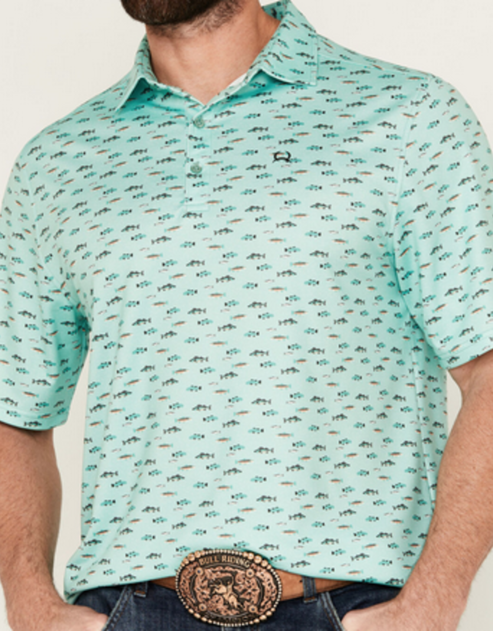 CINCH SHIRT MNS SS ARENAFLEX POLO FISH
