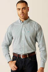 ARIAT SHIRT MNS ARIAT LS BUTTON WHITE W/ PASTEL PRINT