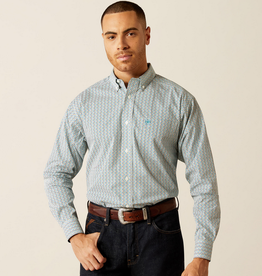 ARIAT SHIRT MNS ARIAT LS BUTTON WHITE W/ PASTEL PRINT