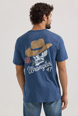 SHIRT MNS WRANGLER TEE COWBOY SKULL BLUE