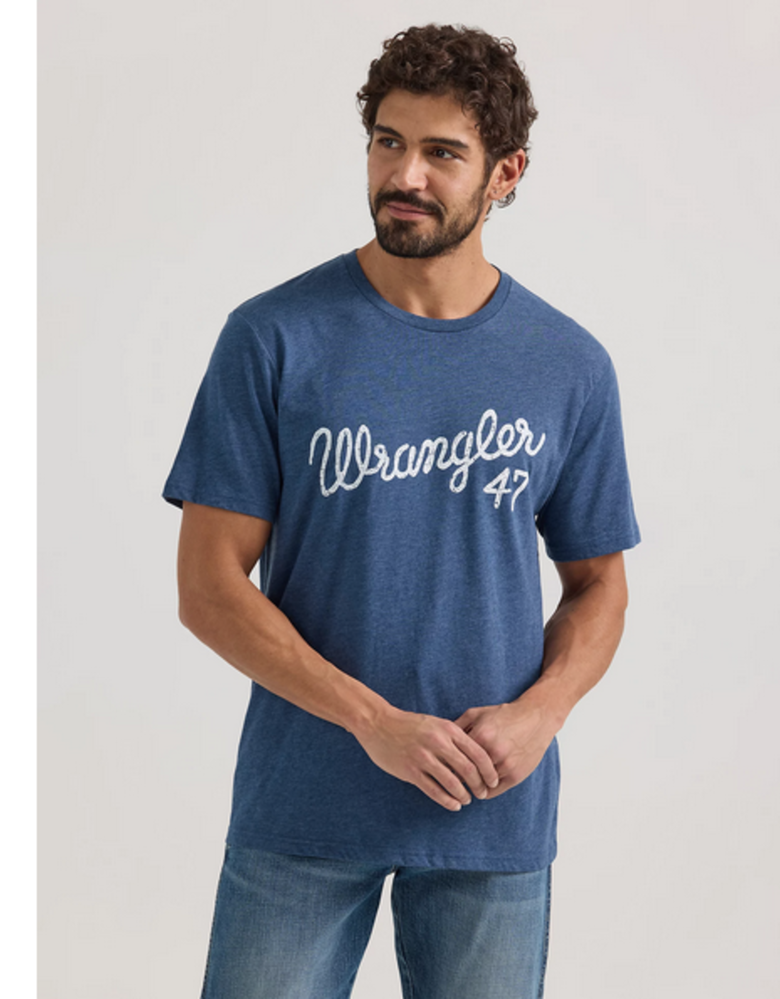 SHIRT MNS WRANGLER TEE COWBOY SKULL BLUE