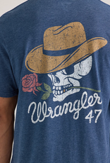 SHIRT MNS WRANGLER TEE COWBOY SKULL BLUE