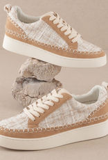 SHOES WMS CAMEL TWEED WRAPPED LOW TOPS