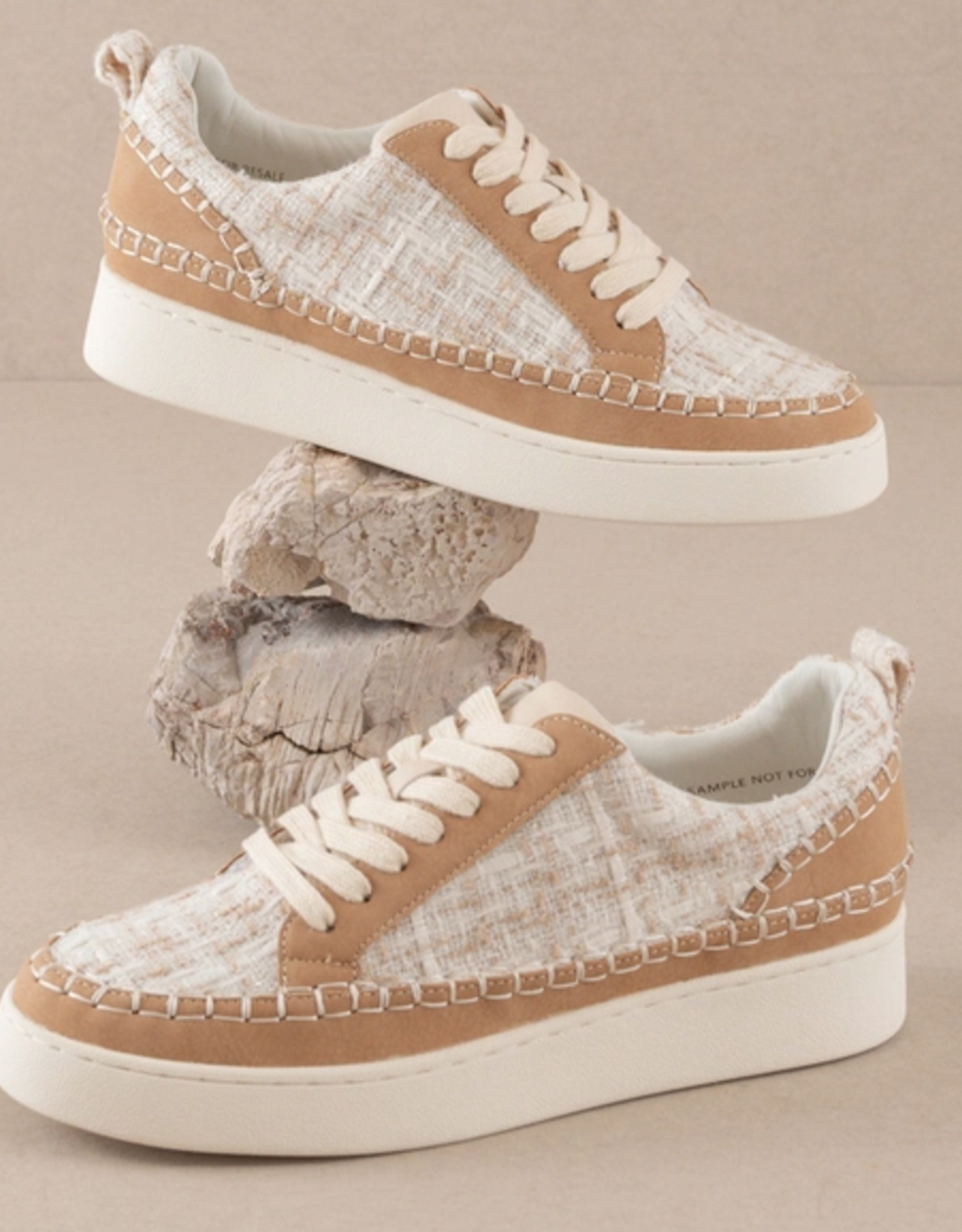 SHOES WMS CAMEL TWEED WRAPPED LOW TOPS