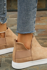 SHOE WMS HIGH TOP SLIP ON SNEAKERS TAN