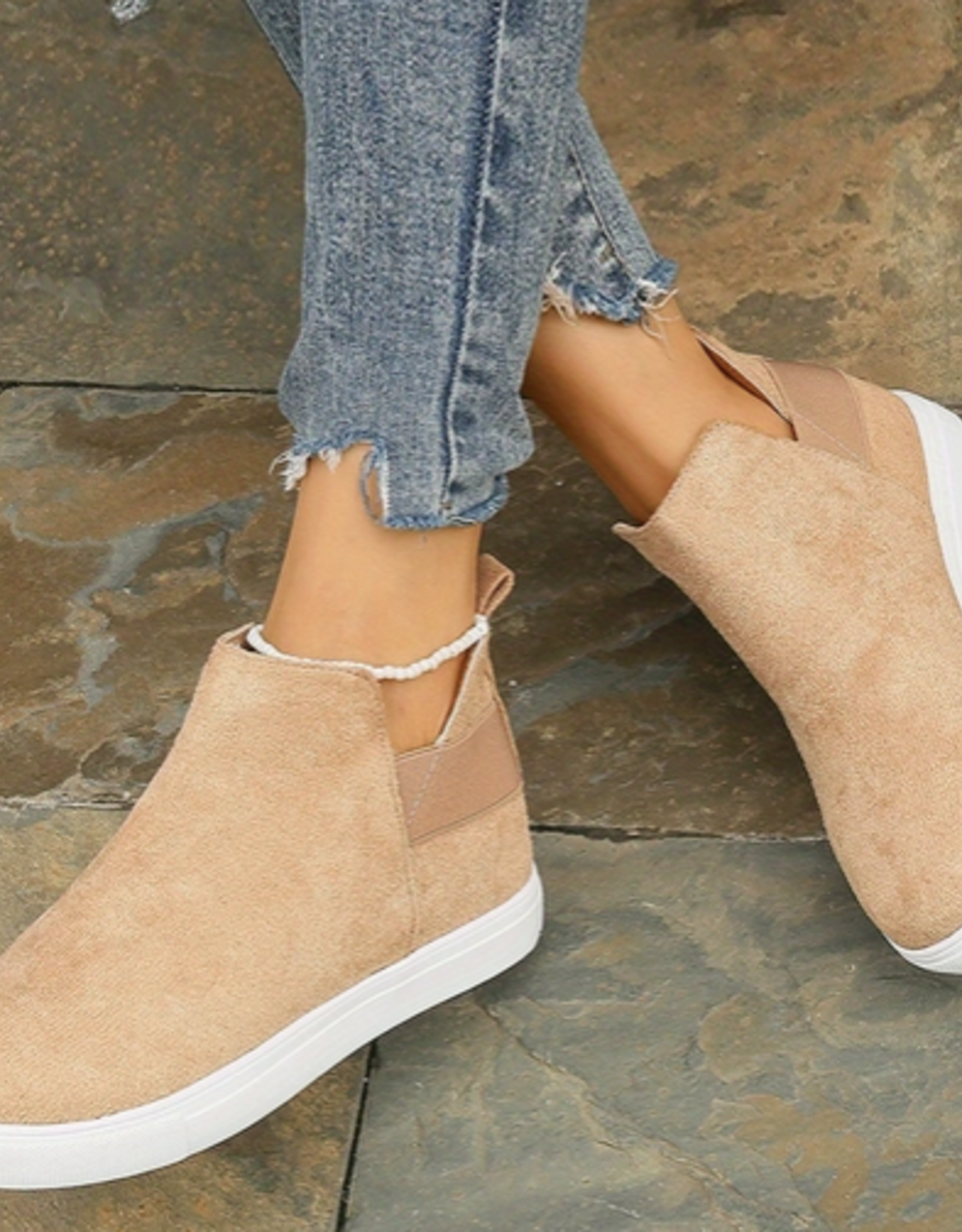 SHOE WMS HIGH TOP SLIP ON SNEAKERS TAN