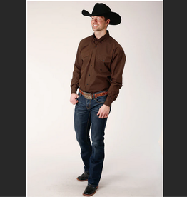 ROPER SHIRT MNS ROPER LS SOLID BROWN