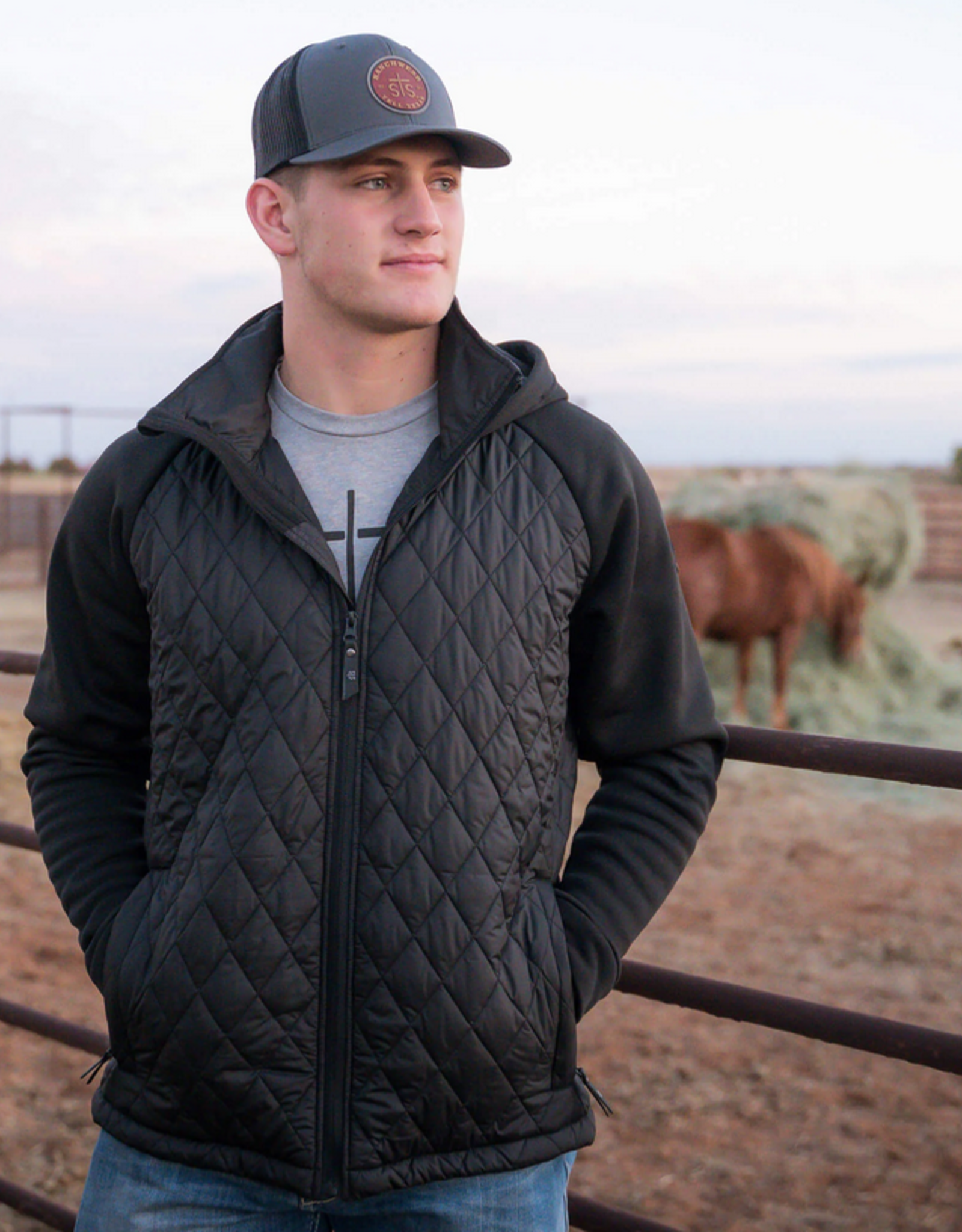 STS JACKET MNS STS HUNTER BLK W/ KNIT SLEEVE