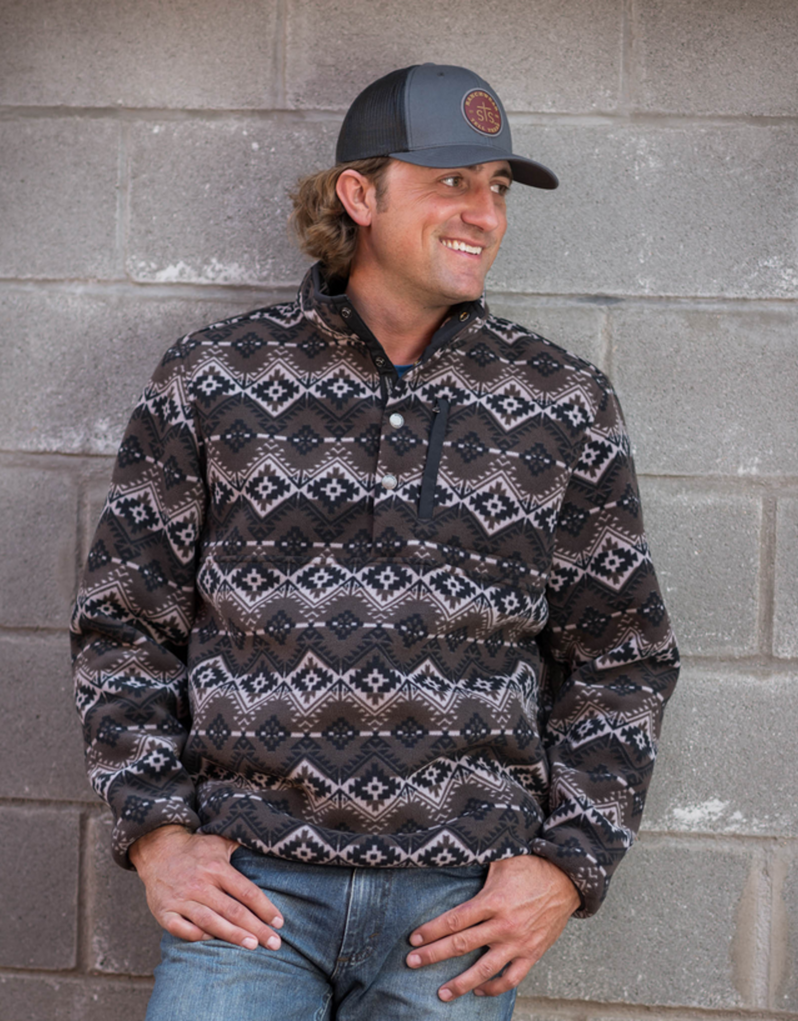 STS PULLOVER MNS STS WREN AZTEC BLACK