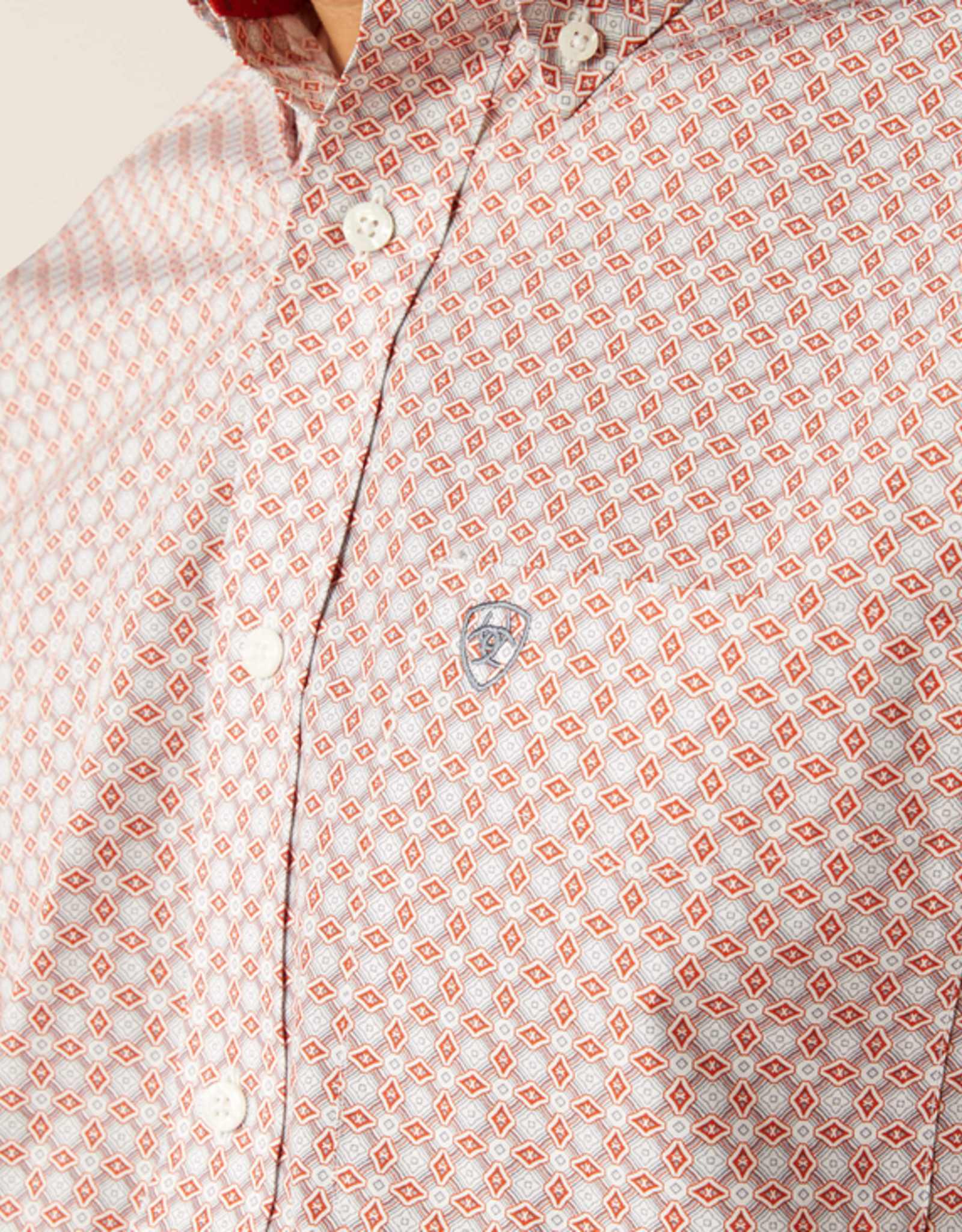 ARIAT SHIRT MNS ARIAT LS BLU/RED GEO PRINT