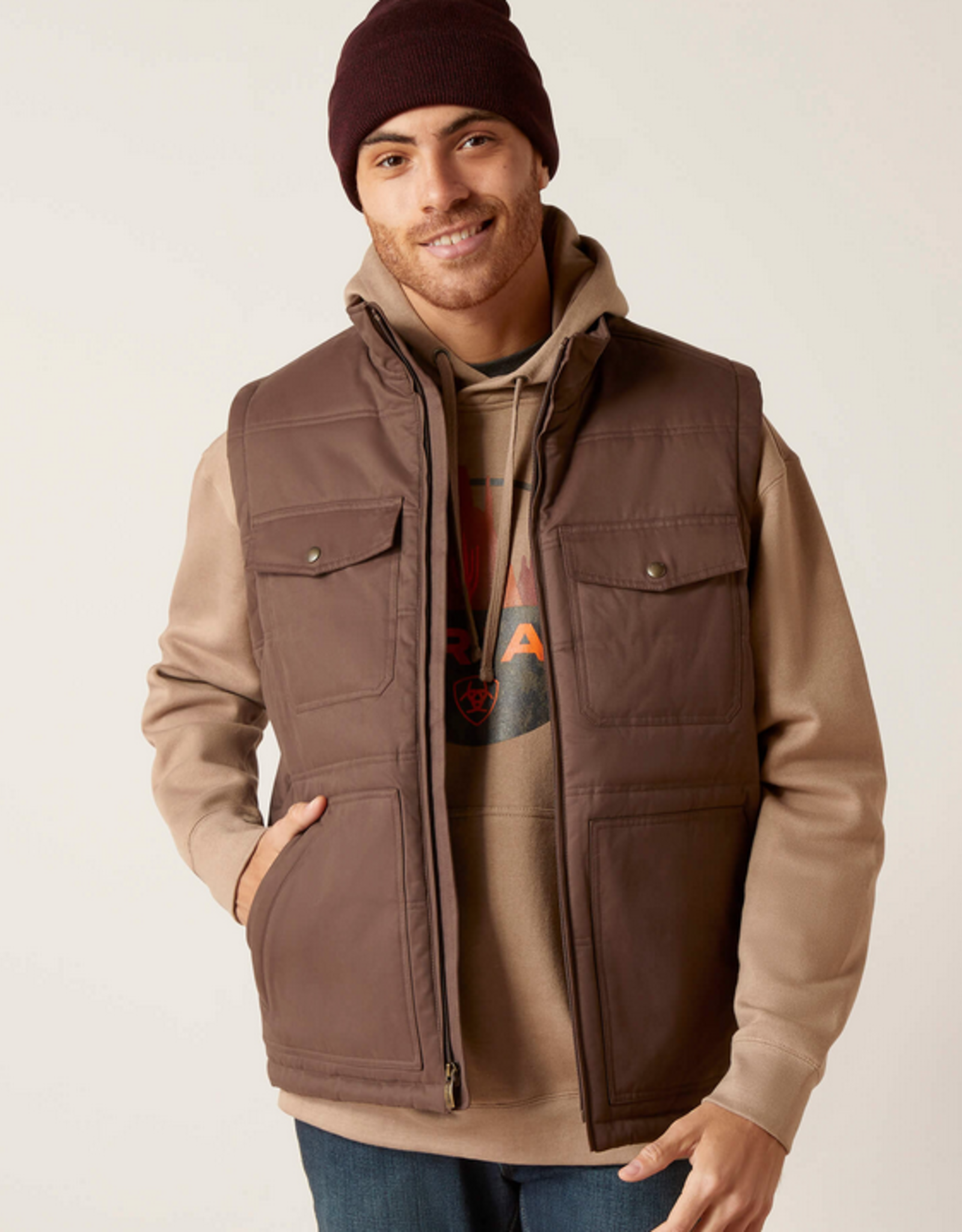 ARIAT VEST MENS ARIAT GRIZZLY 2.0 CANVAS BRWN CC
