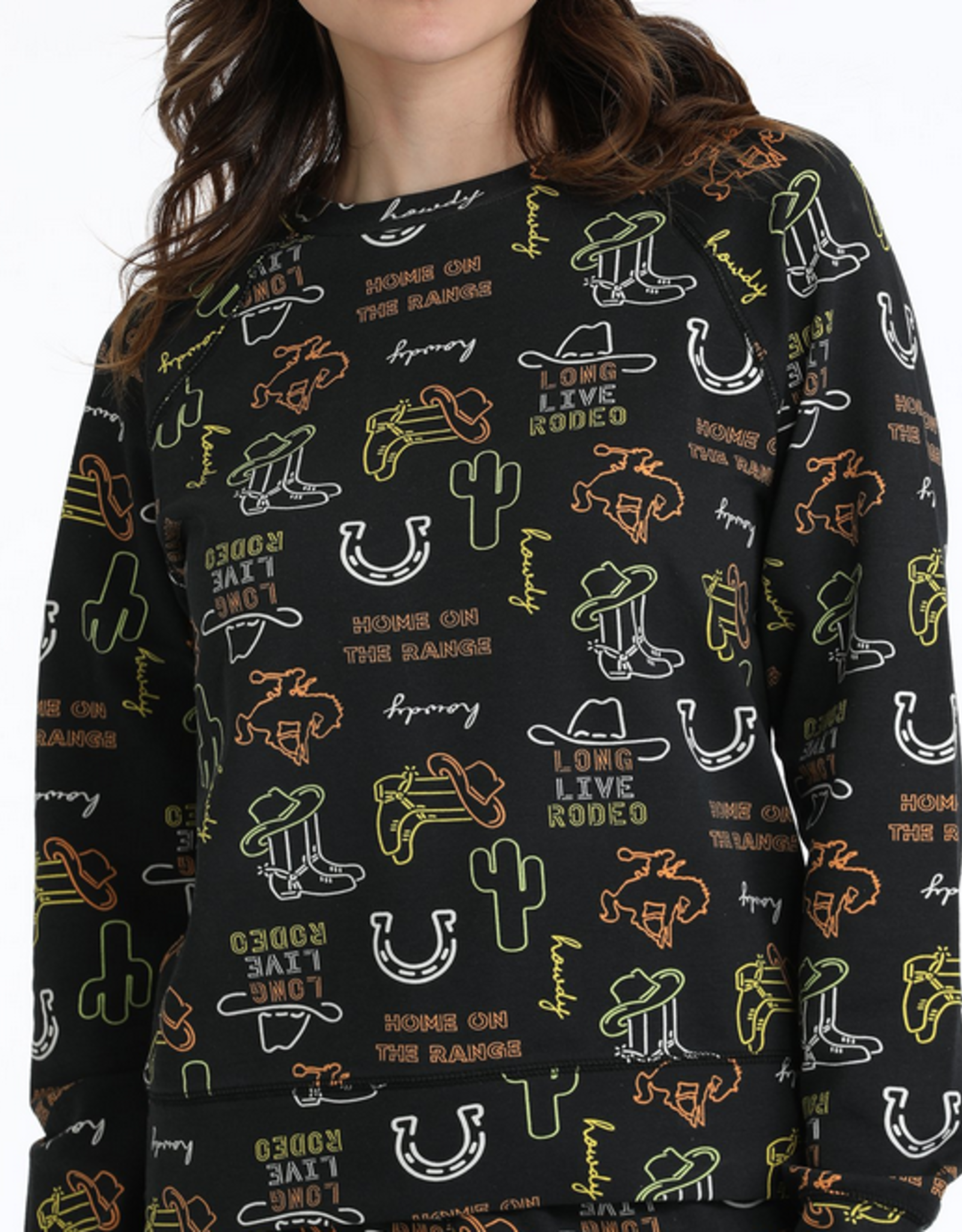 SWEATSHIRT TOP WMS CRUEL BLK NEON