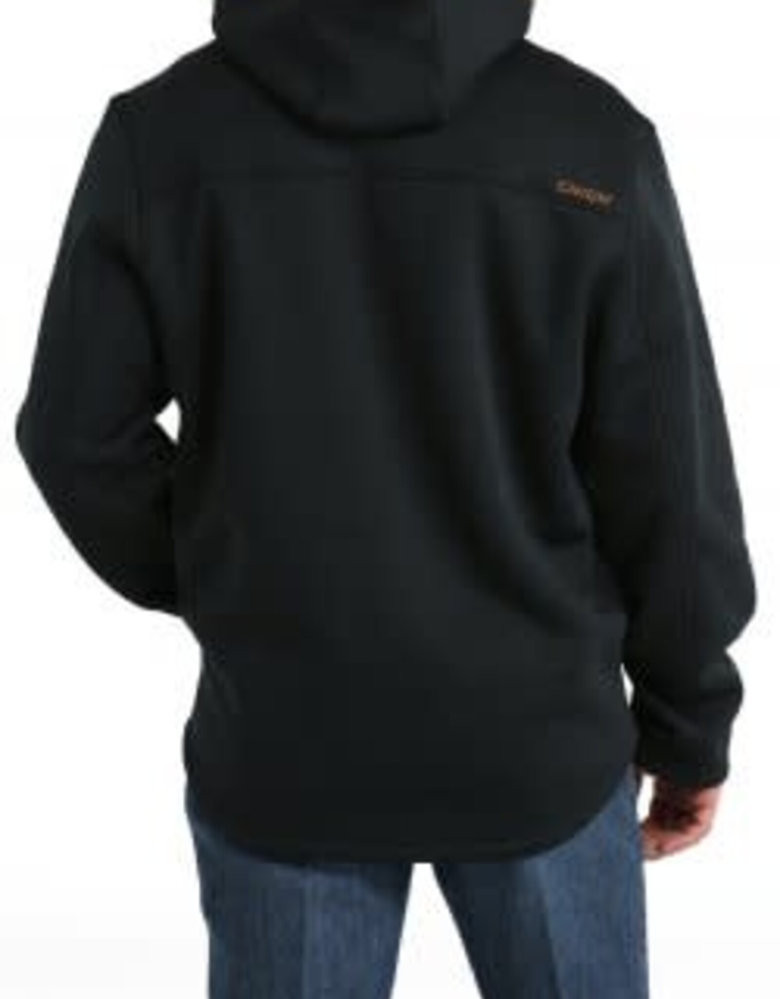 CINCH HOODIE MNS SHERPA LINED 1/2 ZIP BLK/BRN FRONT POCKET