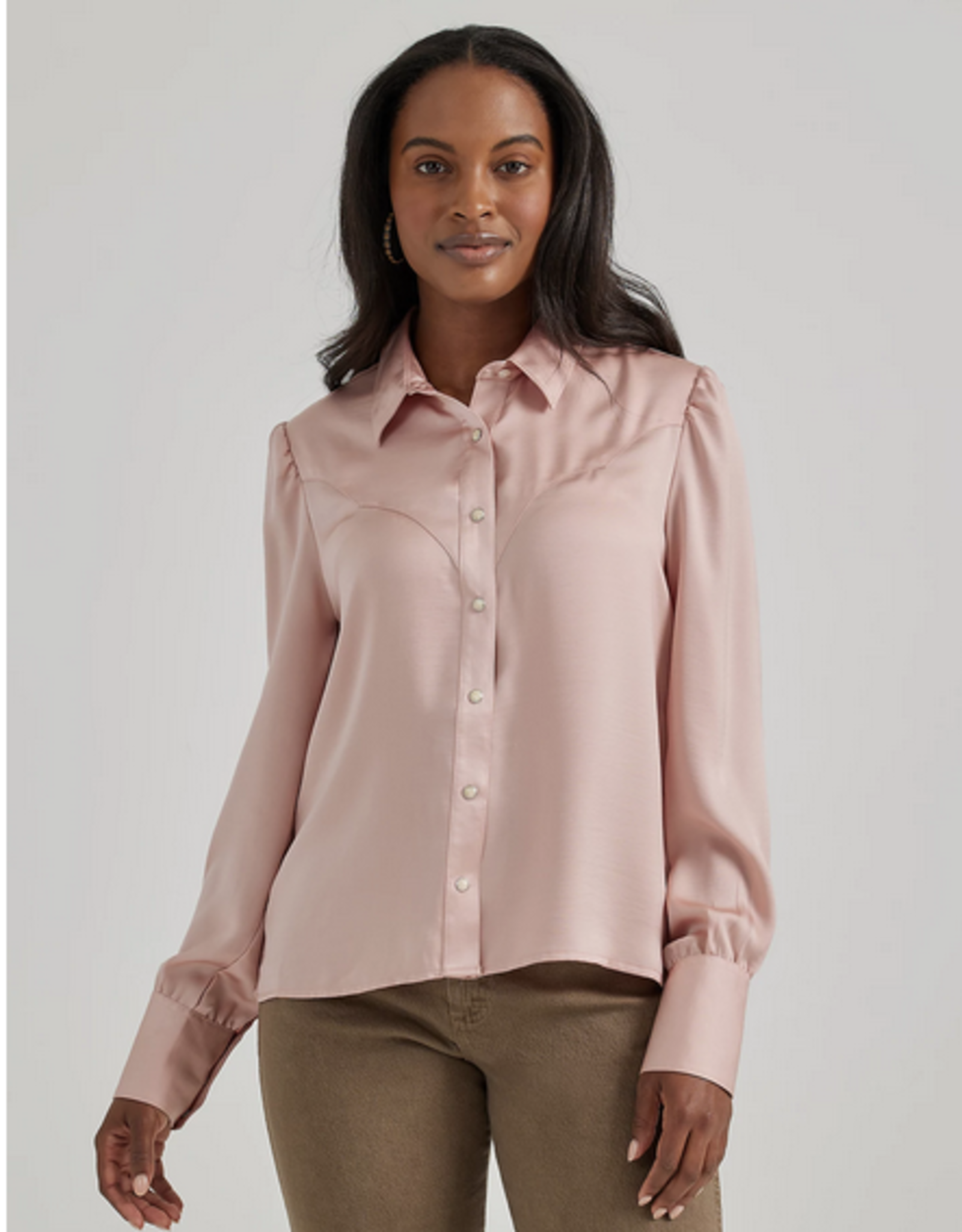 SHIRT WOMENS WRANGLER SATIN BLOUSE PINK