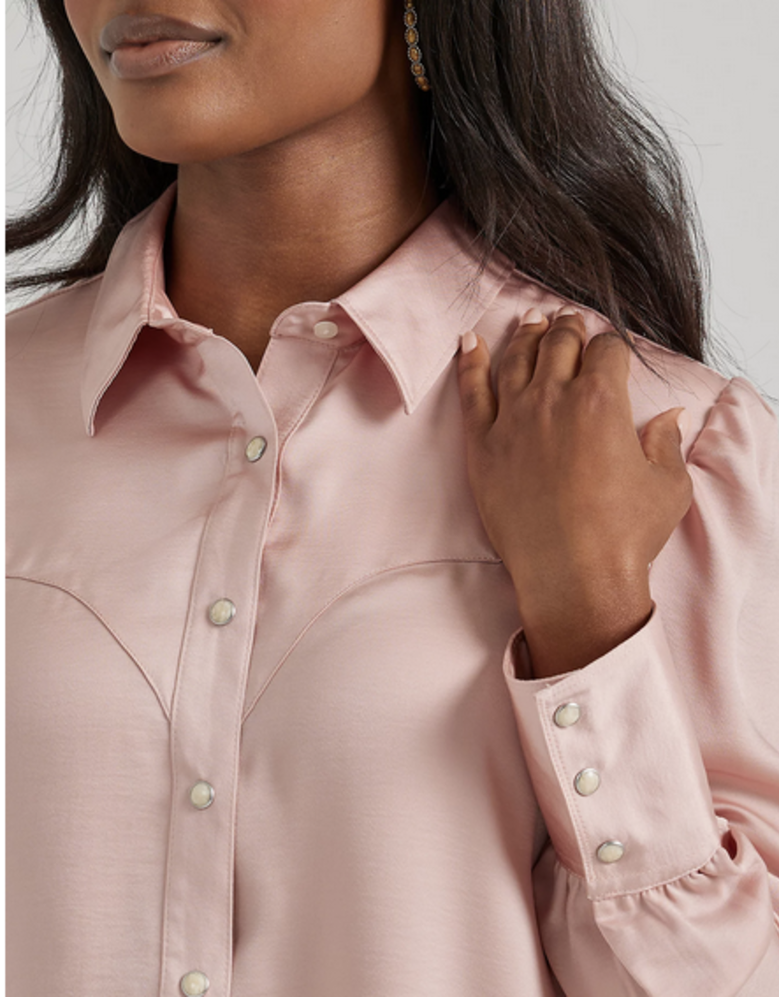 SHIRT WOMENS WRANGLER SATIN BLOUSE PINK