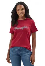 SHIRT WMS TEE WRANGLER ROPE LOGO RED