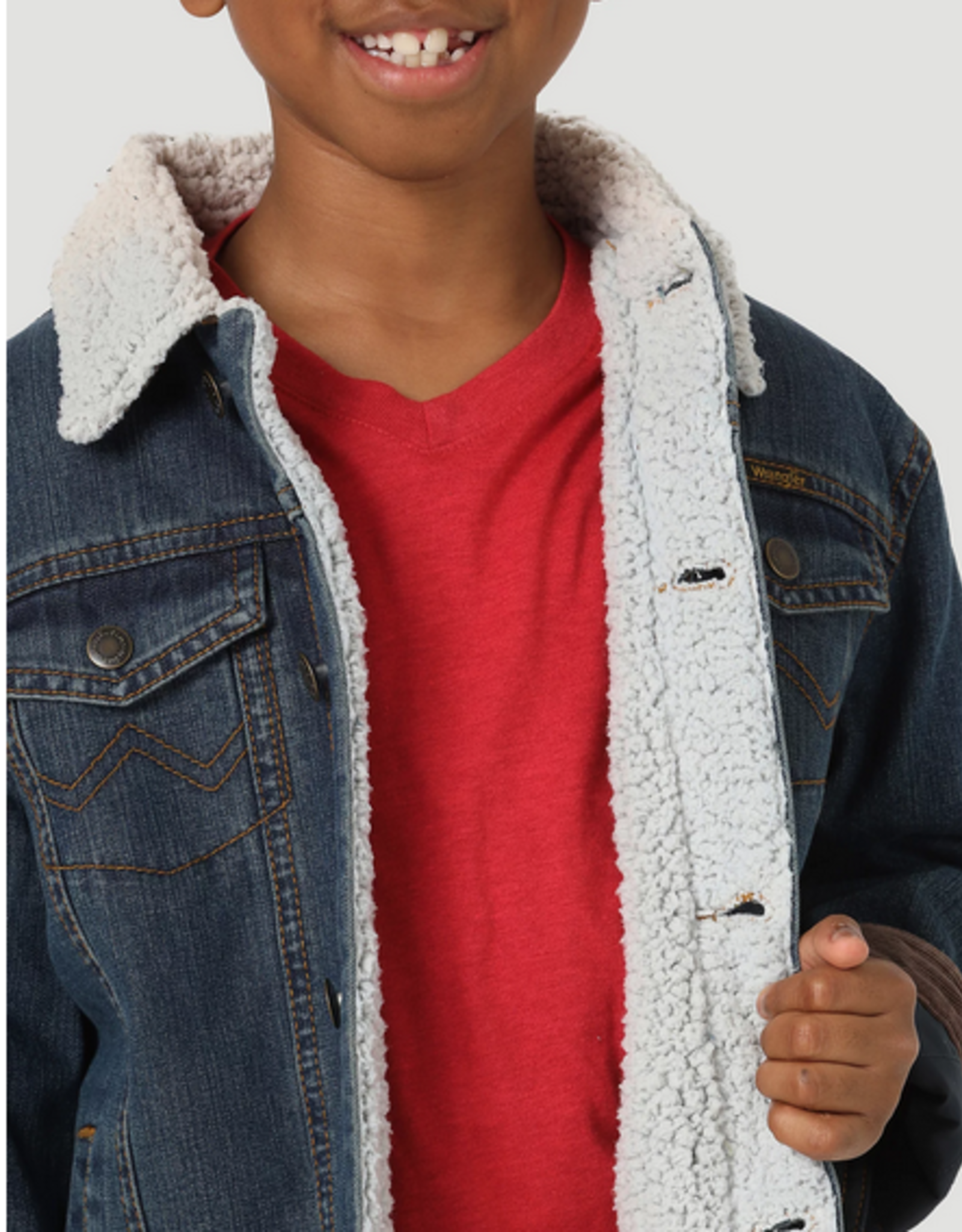 JACKET DENIM BOYS WRANGLER SHERPA LINED