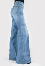 STETSON JEAN WMS STETSON WIDE LEG MED WASH DENIM DIAGONAL PIECED BACK PKT
