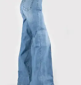 STETSON JEAN WMS STETSON WIDE LEG MED WASH DENIM DIAGONAL PIECED BACK PKT