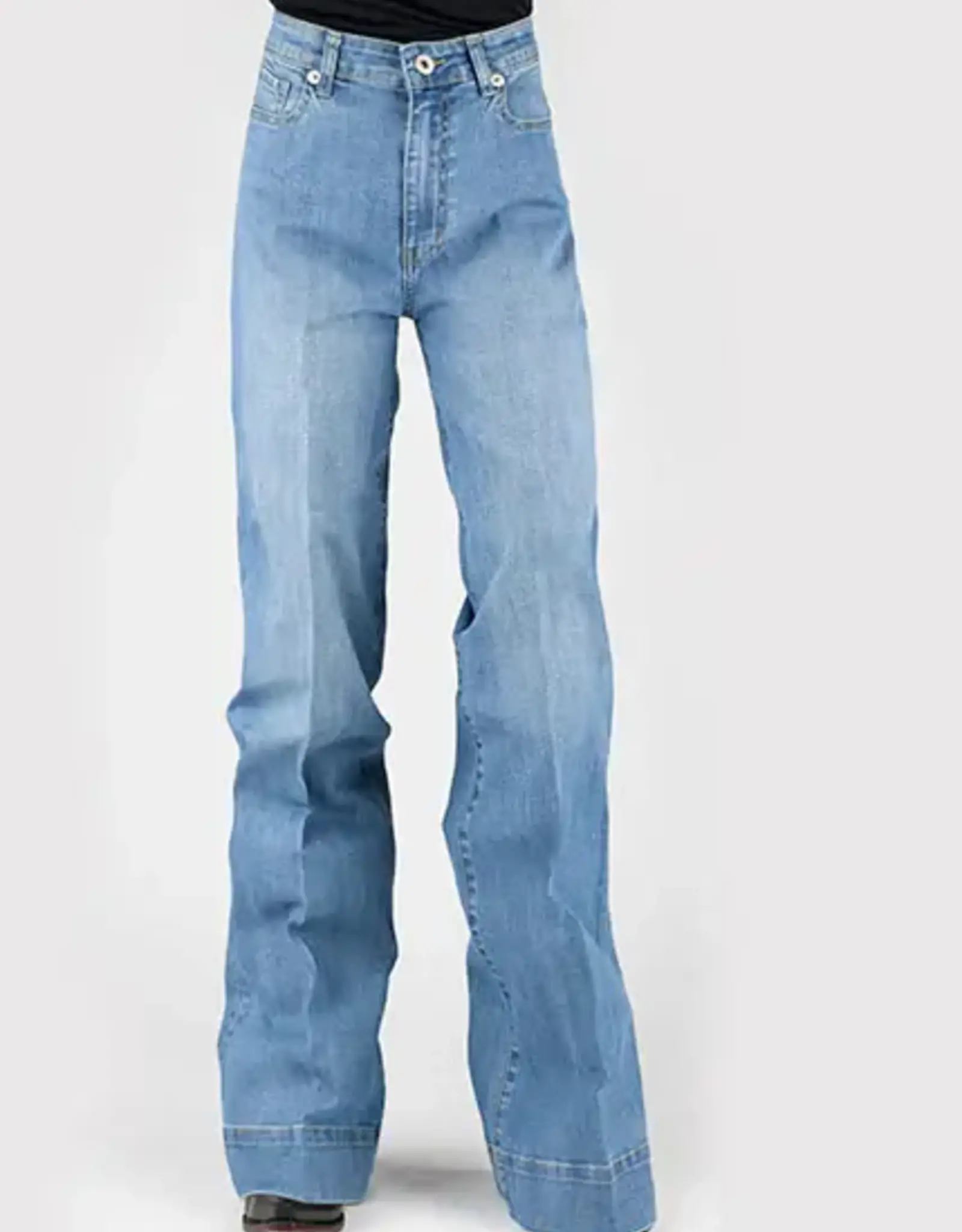 STETSON JEAN WMS STETSON WIDE LEG MED WASH DENIM DIAGONAL PIECED BACK PKT